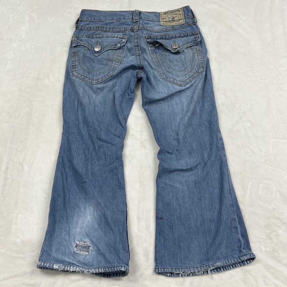 True Religion Billy Big Jeans mens 31 Blue Distressed Flare Pockets
